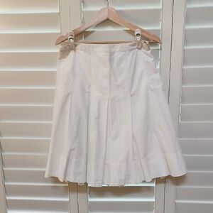 American Living White Pleated A-Line Skirt
